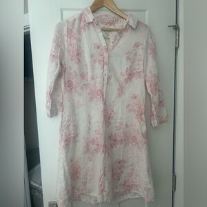 Malvin Hamburg linen  pink floral dress 3/4 sleeves size M